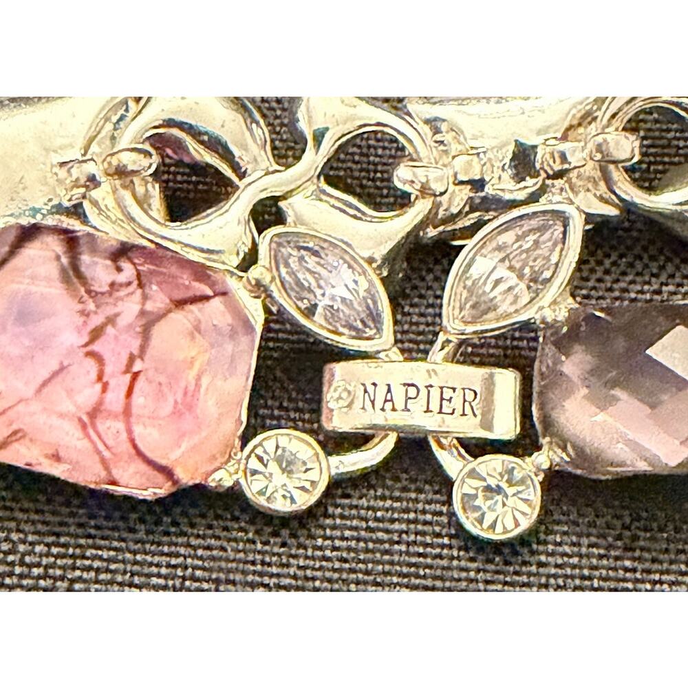 Vintage Napier Silver-Tone Purple Gemstone Rhinestone Flex Link Bracelet 7" x.5w - Picture 6 of 7
